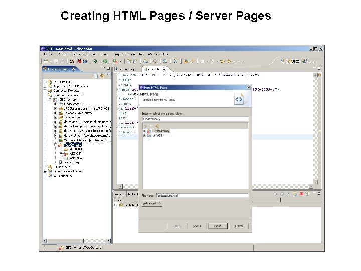 Creating HTML Pages / Server Pages 