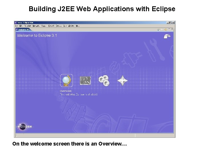 Building J 2 EE Web Applications with Eclipse On the welcome screen there is