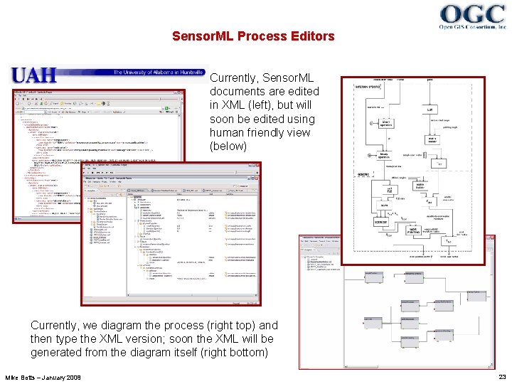 Sensor. ML Process Editors Currently, Sensor. ML documents are edited in XML (left), but