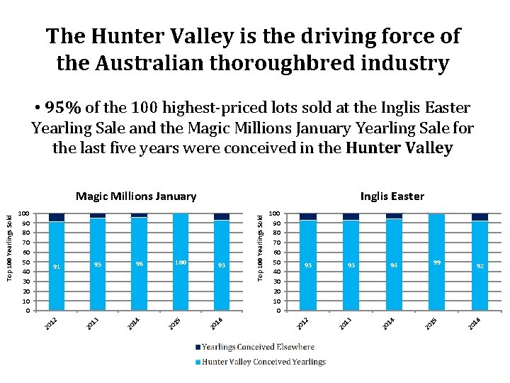 The Hunter Valley is the driving force of the Australian thoroughbred industry • 95%