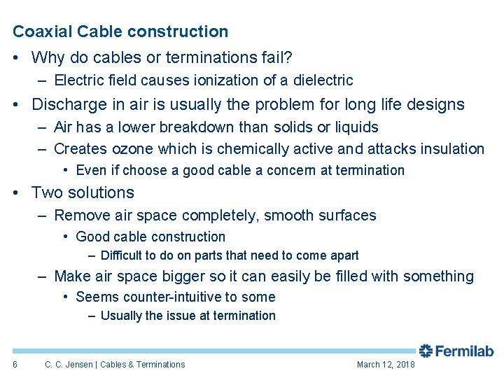 Cables and Terminations for Pulsed Power Chris C