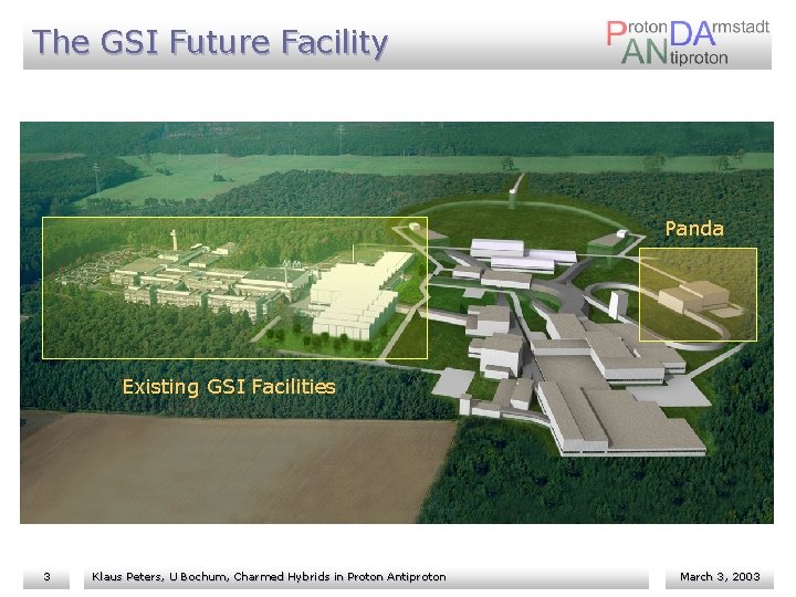 The GSI Future Facility Panda Existing GSI Facilities 3 Klaus Peters, U Bochum, Charmed