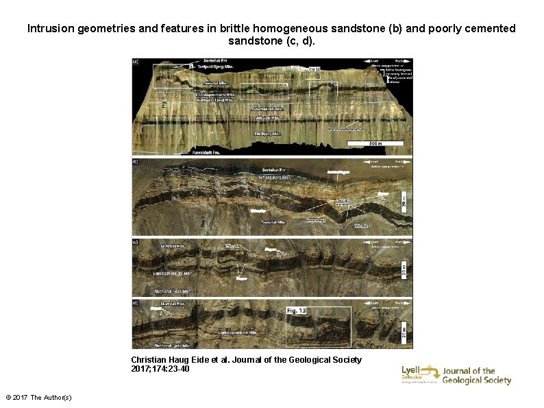 Intrusion geometries and features in brittle homogeneous sandstone (b) and poorly cemented sandstone (c,