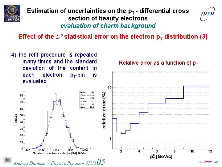 Estimation of uncertainties on the p. T - differential cross section of beauty electrons