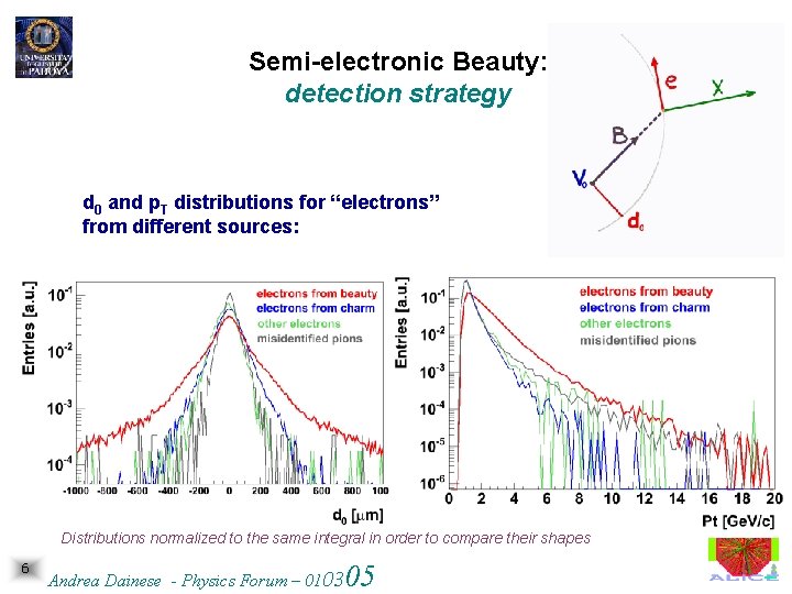 Semi-electronic Beauty: detection strategy d 0 and p. T distributions for “electrons” from different