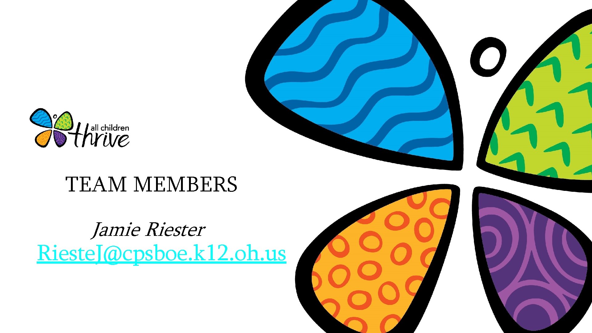 TEAM MEMBERS Jamie Riester Rieste. J@cpsboe. k 12. oh. us 