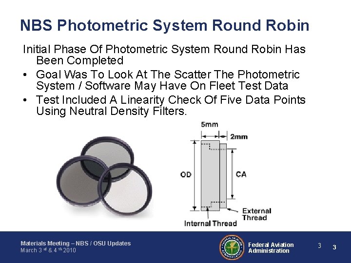 NBS Photometric System Round Robin Initial Phase Of Photometric System Round Robin Has Been