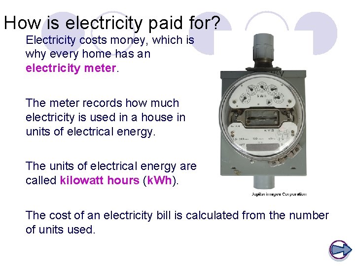 How is electricity paid for? Electricity costs money, which is why every home has