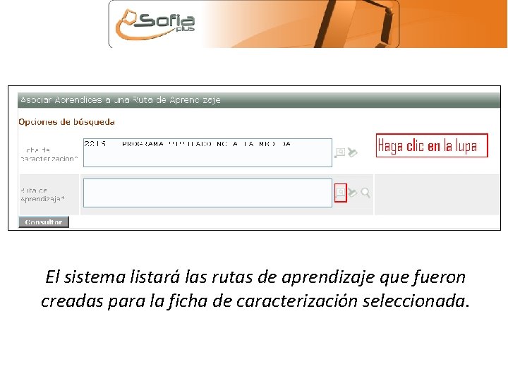 El sistema listará las rutas de aprendizaje que fueron creadas para la ficha de