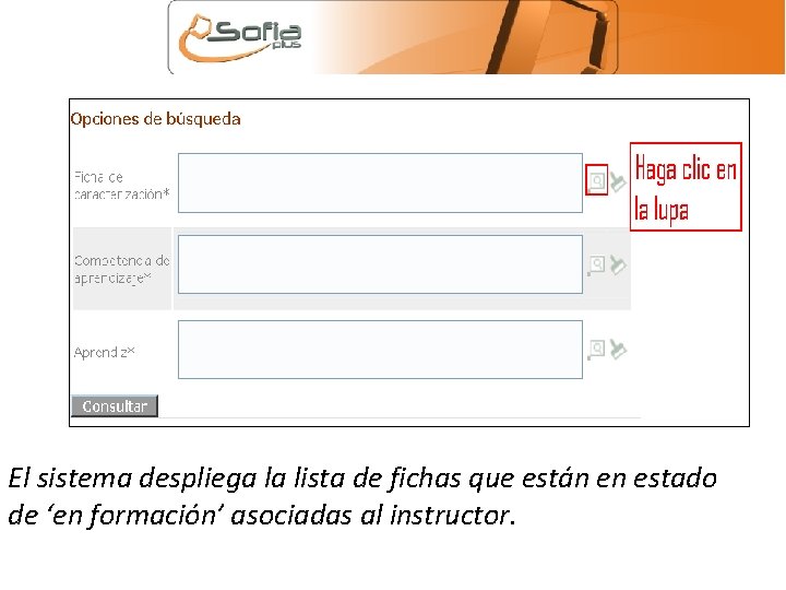 El sistema despliega la lista de fichas que están en estado de ‘en formación’