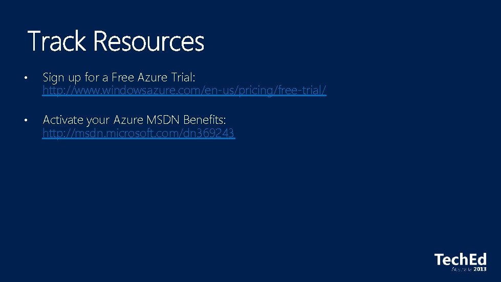  • Sign up for a Free Azure Trial: http: //www. windowsazure. com/en-us/pricing/free-trial/ •