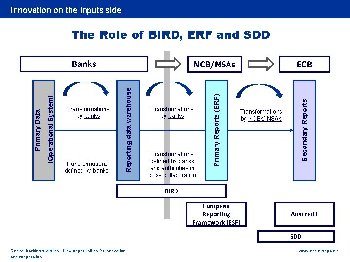 Rubric Innovation on the inputs side The Role of BIRD, ERF and SDD Transformations