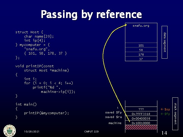 Passing by reference snafu. org 101 58 178 37 data segment struct Host {