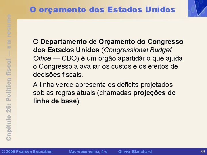 Capítulo 26: Política fiscal — um resumo O orçamento dos Estados Unidos O Departamento