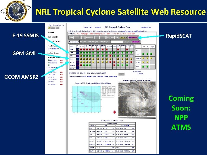 NRL Tropical Cyclone Satellite Web Resource F-19 SSMIS Rapid. SCAT GPM GMI GCOM AMSR