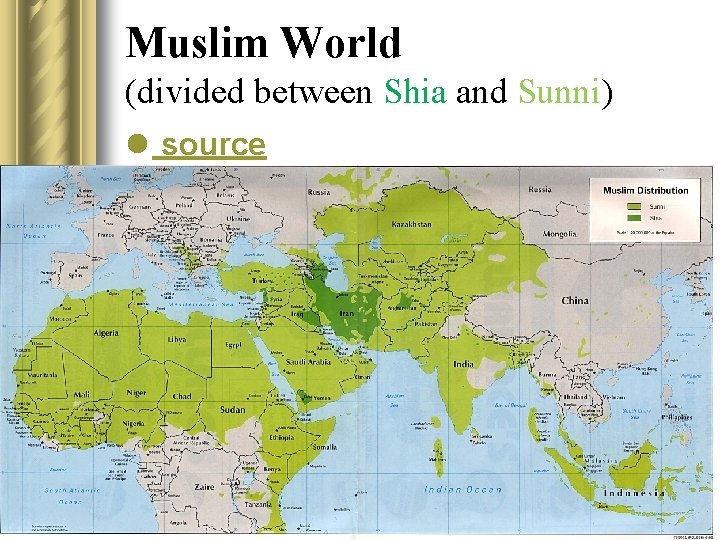 Muslim World (divided between Shia and Sunni) l source 