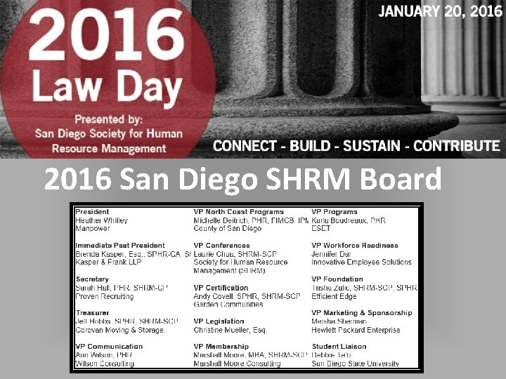 2016 San Diego SHRM Board 