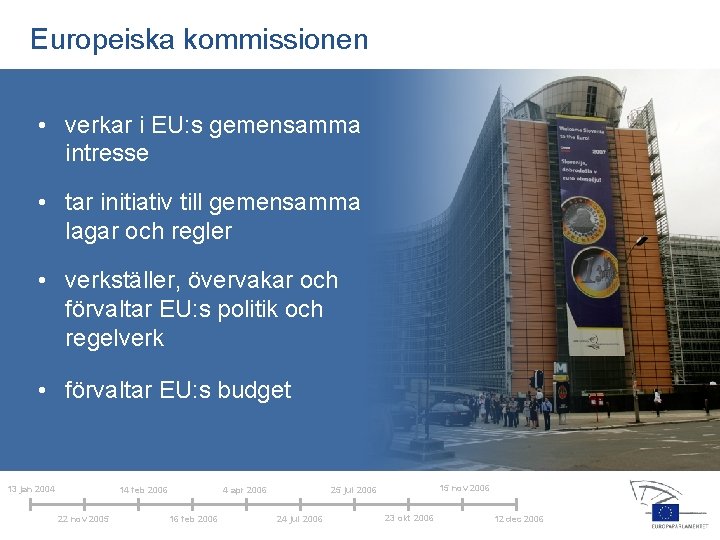 Europeiska kommissionen • verkar i EU: s gemensamma intresse • tar initiativ till gemensamma