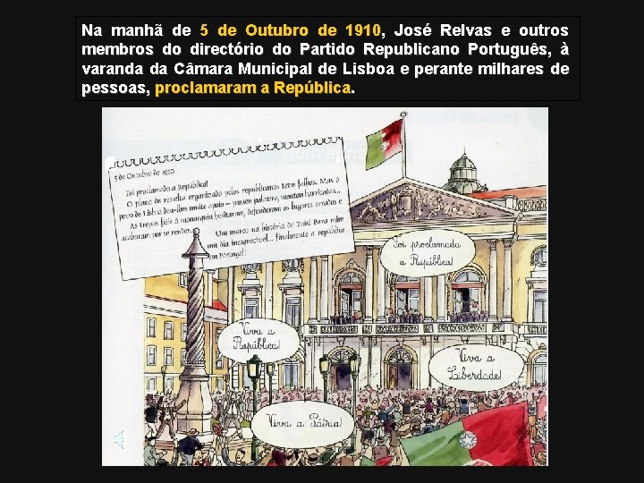 Na manhã de 5 de Outubro de 1910, José Relvas e outros membros do