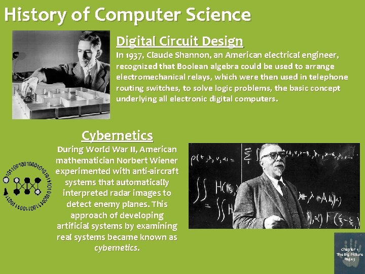 History of Computer Science Digital Circuit Design In 1937, Claude Shannon, an American electrical