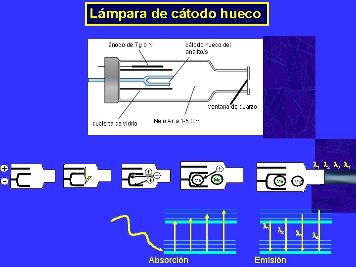 Lámpara de cátodo hueco ánodo de Tg o Ni cátodo hueco del analito/s ventana