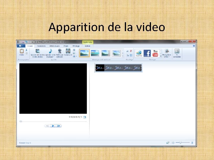 Apparition de la video 