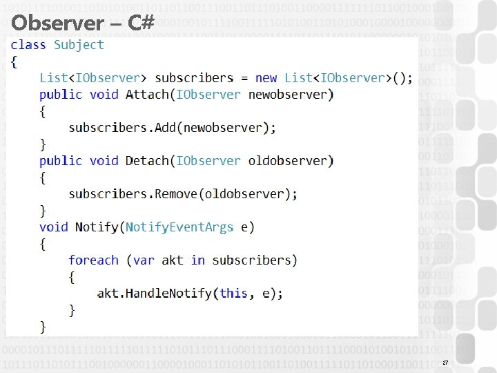 Observer – C# 27 