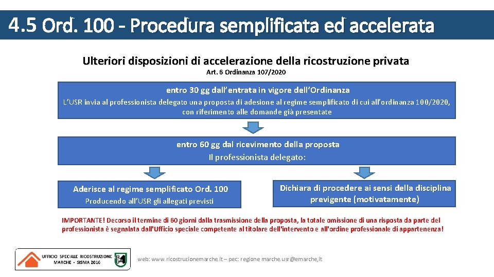 4. 5 Ord. 100 - Procedura semplificata ed accelerata Ulteriori disposizioni di accelerazione della