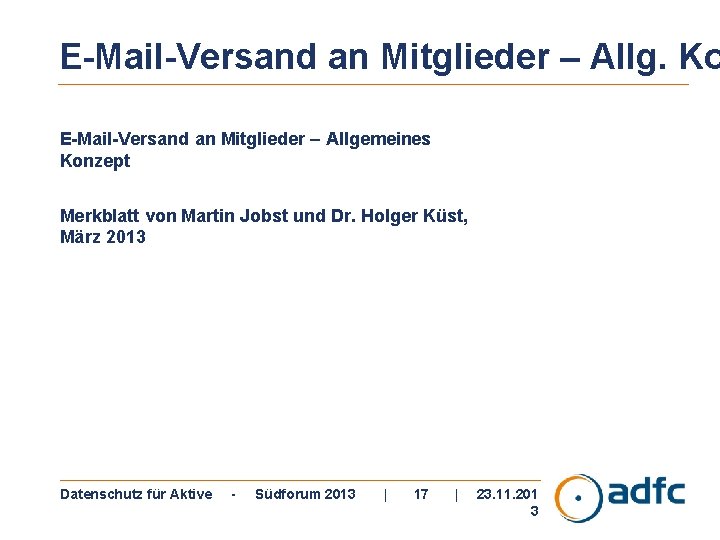 E-Mail-Versand an Mitglieder – Allg. Ko E-Mail-Versand an Mitglieder – Allgemeines Konzept Merkblatt von