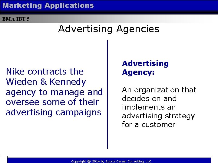 Marketing Applications BMA IBT 5 Advertising Agencies Nike contracts the Wieden & Kennedy agency