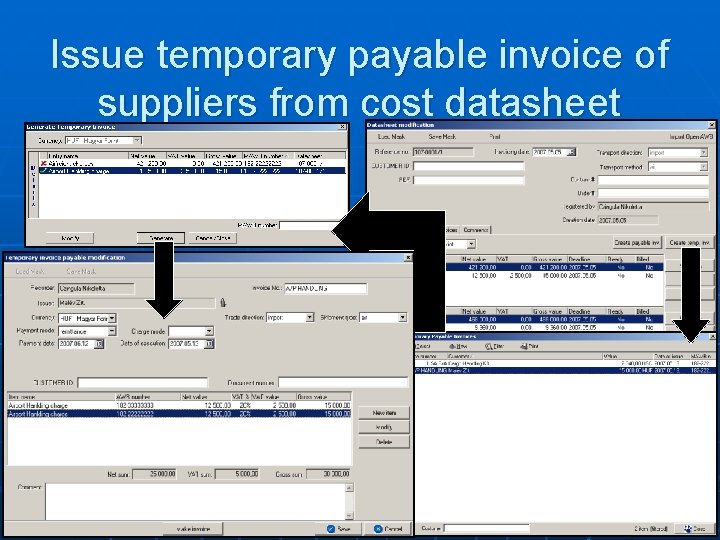Issue temporary payable invoice of suppliers from cost datasheet 