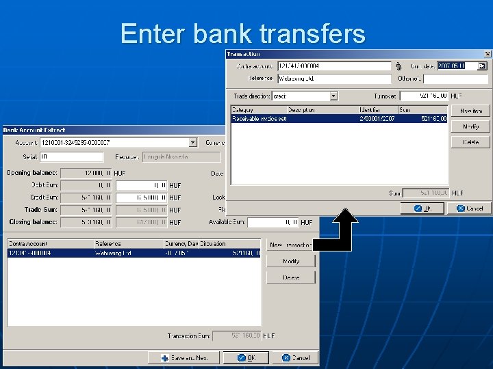 Enter bank transfers 