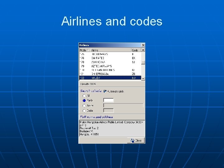 Airlines and codes 