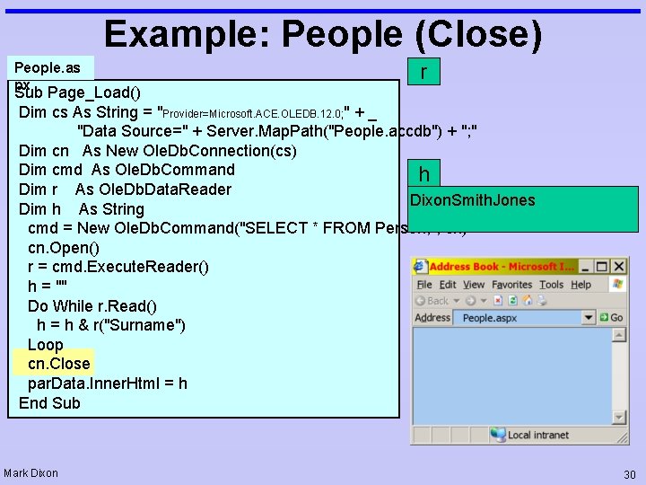 Example: People (Close) People. as px r Sub Page_Load() Dim cs As String =
