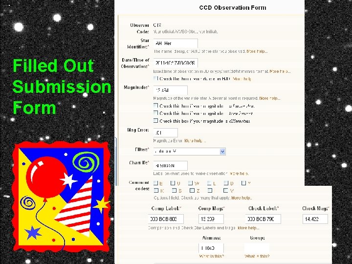 Filled Out Submission Form 