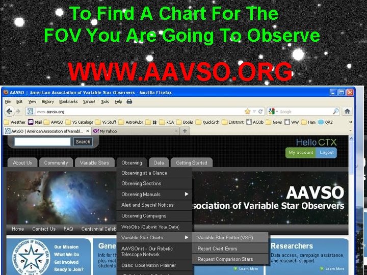 To Find A Chart For The FOV You Are Going To Observe WWW. AAVSO.