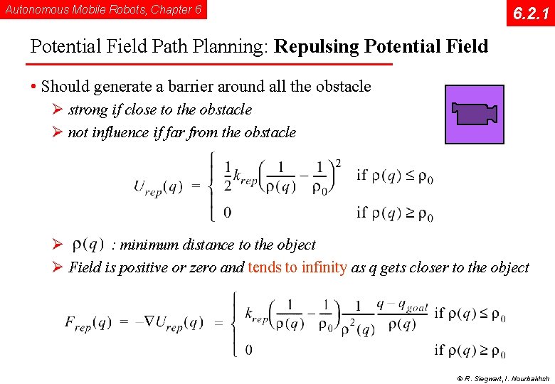 Autonomous Mobile Robots, Chapter 6 6. 2. 1 Potential Field Path Planning: Repulsing Potential