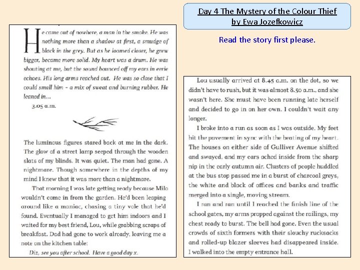 Day 4 The Mystery of the Colour Thief by Ewa Jozefkowicz Read the story