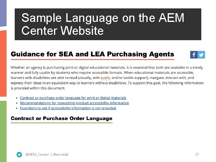 Sample Language on the AEM Center Website @AEM_Center | #aem 4 all 27 