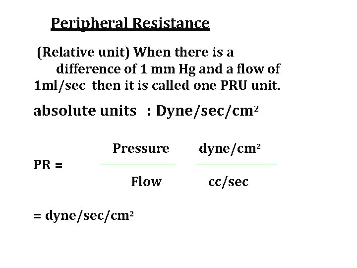 Peripheral Resistance (Relative unit) When there is a difference of 1 mm Hg and