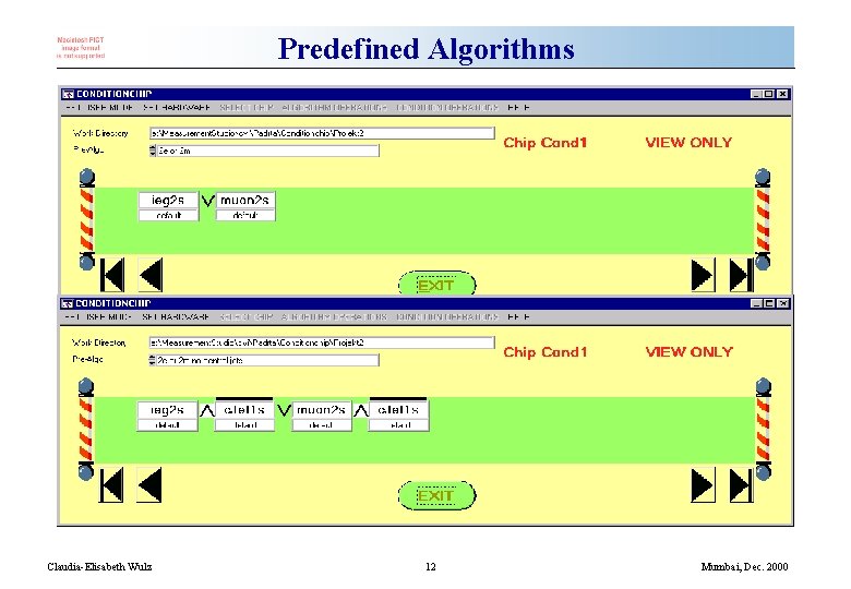 Predefined Algorithms Claudia-Elisabeth Wulz 12 Mumbai, Dec. 2000 