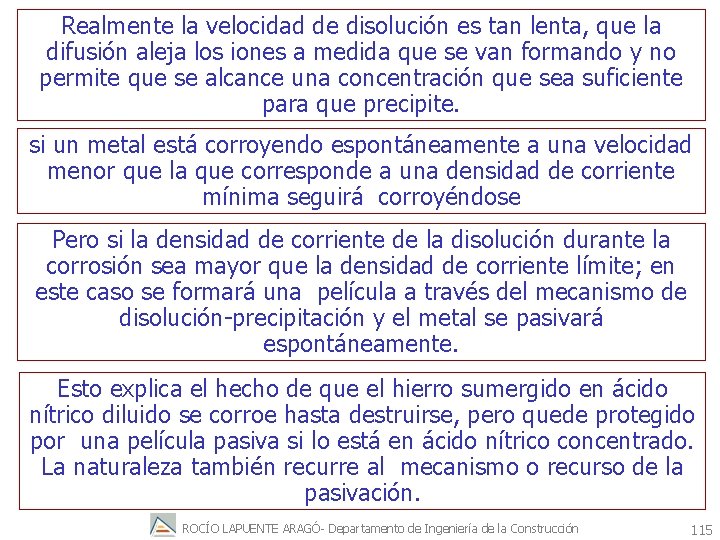 Realmente la velocidad de disolución es tan lenta, que la difusión aleja los iones