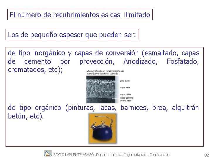 El número de recubrimientos es casi ilimitado Los de pequeño espesor que pueden ser: