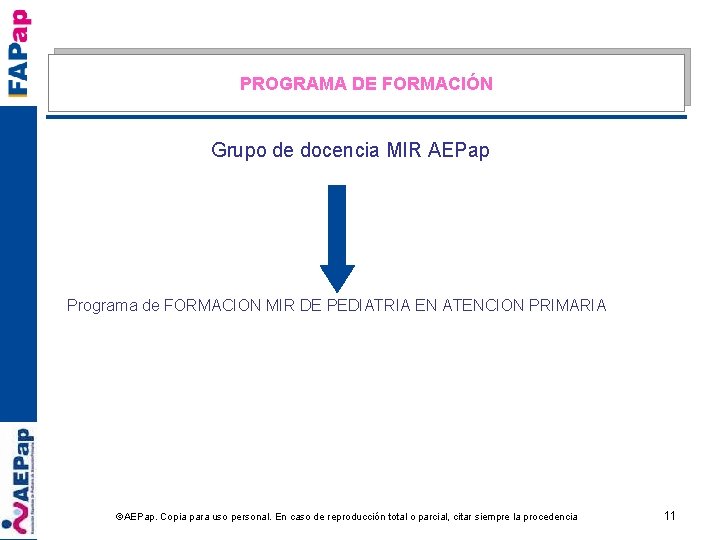 PROGRAMA DE FORMACIÓN Grupo de docencia MIR AEPap Programa de FORMACION MIR DE PEDIATRIA
