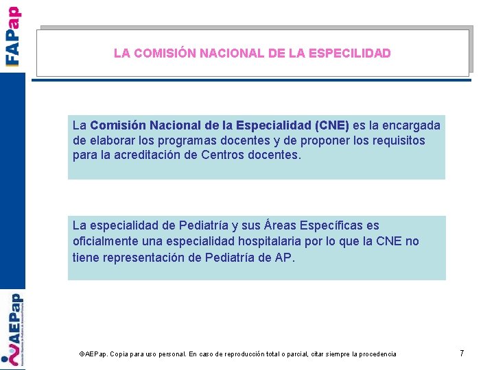 LA COMISIÓN NACIONAL DE LA ESPECILIDAD La Comisión Nacional de la Especialidad (CNE) es