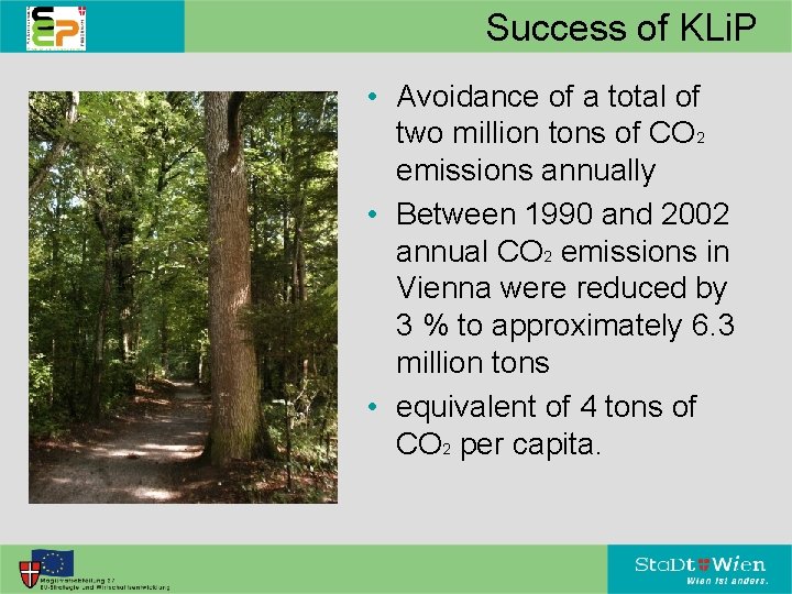 Success of KLi. P • Avoidance of a total of two million tons of