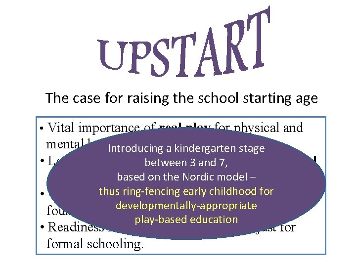 The case for raising the school starting age • Vital importance of real play