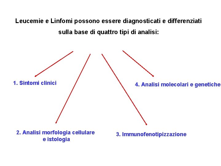 Leucemie e Linfomi possono essere diagnosticati e differenziati sulla base di quattro tipi di