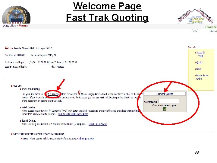Welcome Page Fast Trak Quoting xxxxxxxxxxxxxx 33 