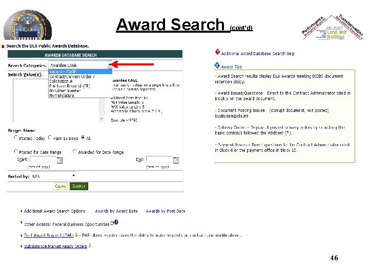 Award Search (cont’d) 46 